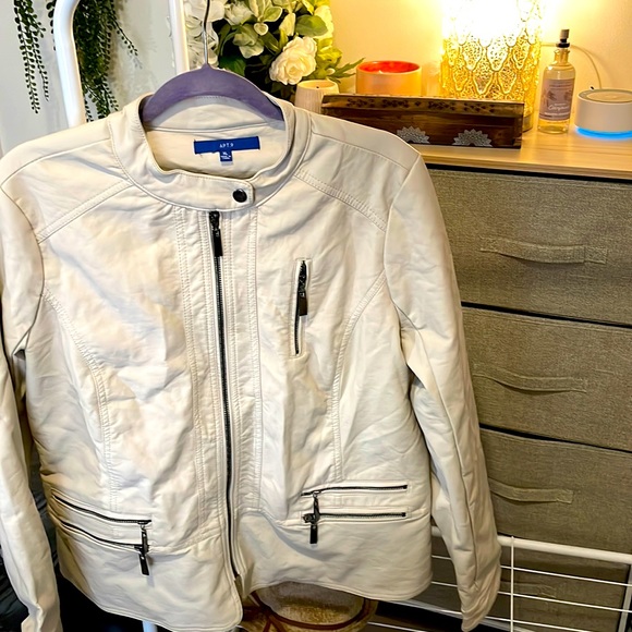 Apt. 9 Jackets & Blazers - Apt.9 Ivory Leather Jacket